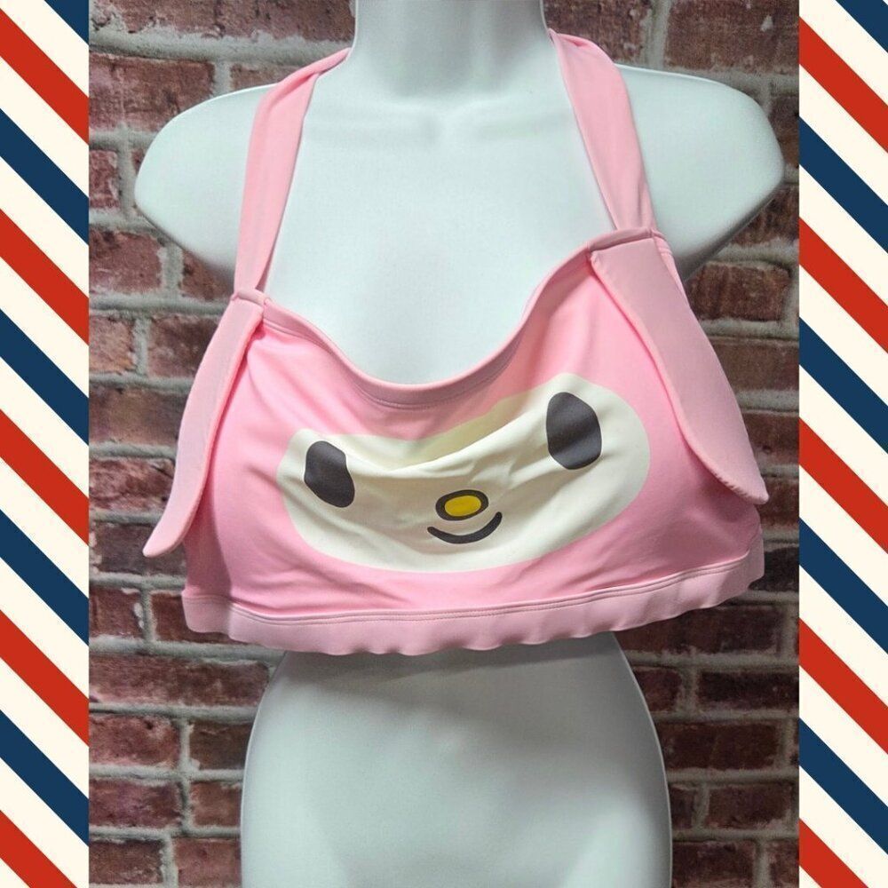Sanrio My Melody Pink Bikini Top Size 3 Adjustable Tie Swimwear Floppy Ears Cute